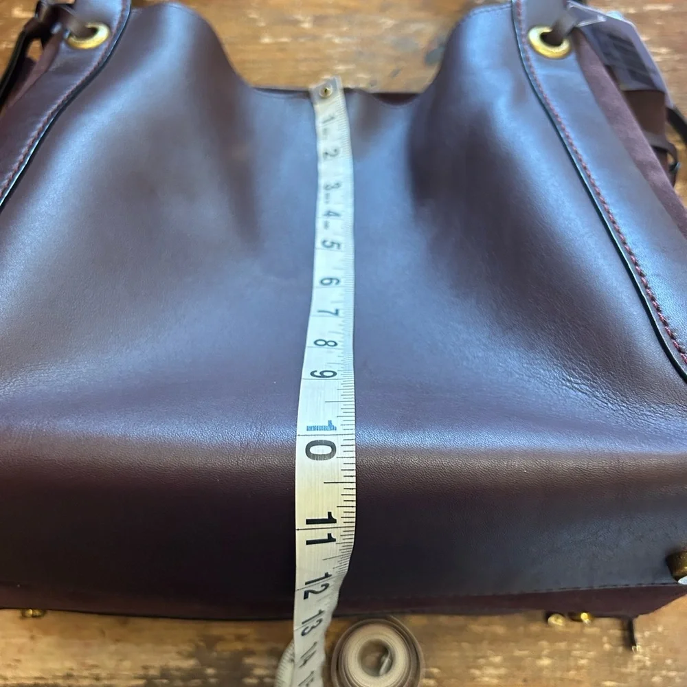 Coach Oxblood Leather and Suede Harmony Hobo Shoulder Bag with Gold Hardware